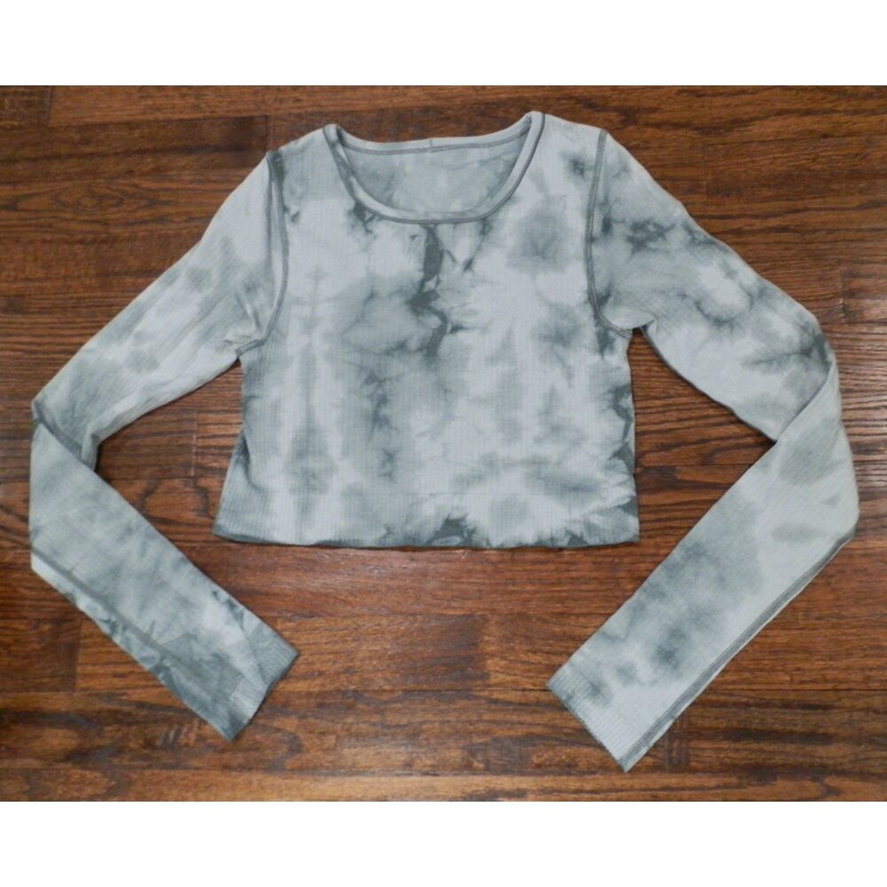 Lululemon Ebb to Street Marble Dye Long Sleeve Shirt Tidewater Teal Women's 6